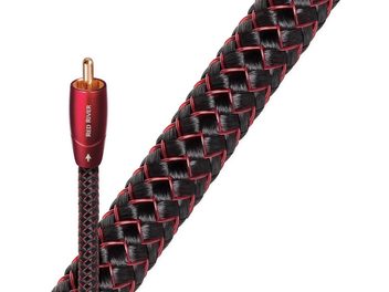 Cavo audio analogico RCA Audioquest Red River, 1,5m, guaina intrecciata rossa e nera, connettori RCA placcati oro