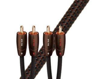 Quattro cavi audio RCA Audioquest Big Sur da 3 metri, connettori RCA in rame, guaina intrecciata marrone e nera