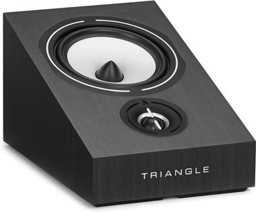 Altavoz Triangle Borea BRA1 negro, vista superior, altavoz central cónico negro en anillo plateado sobre caja negra