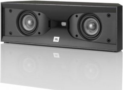 Sort JBL STUDIO 520C centerkanal, set forfra, med to runde højttalere og en central diskant