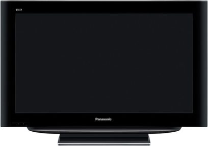 Panasonic TX-37LZD81 fladskærms-tv, sort slukket skærm, smal sort ramme, hvidt logo