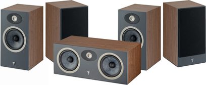 Focal Theva N°1 Regallautsprecher-Set Nussbaum, 3 Lautsprecher dunkles Holz und dunkelgraue Fronten