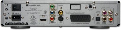 Bagpanel på en Cambridge Audio Sonata DV30 Blu-ray-afspiller med digitale og analoge lyd/video-tilslutninger