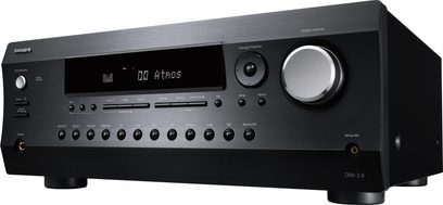 Ampli home-cinéma Integra DRX-2.4 noir, face avant avec afficheur, molettes, boutons, prises casque et micro