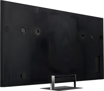 Televisor Sony BRAVIA 9 II K65XR9 negro visto desde atrás con panel acanalado y soporte central metálico