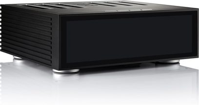 Zwarte "all-in-one" high-fidelity systeem Rose RS520, vooraanzicht, rechthoekige zwarte behuizing met frontrooster