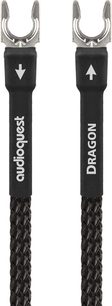 Dragon GroundGoody phono-kabel 1,5m med sort flettet kappe, sølvfarvede metalstik i gaffelform, hvide pile