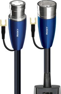 Audioquest Husky 72V DBS černý XLR 8 m, subwooferový kabel, modré kovové XLR konektory, zemnicí vidličky, modul DBS