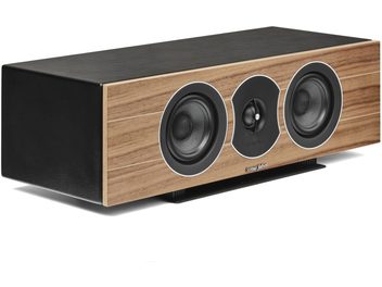 Fekete Sonus Faber Lumina CI centersugárzó fa hatású előlappal és három látható hangszóróval