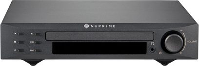 CD přehrávač Nuprime CDP-9 černý, pohled zepředu, čelní panel v černé barvě s displejem, tlačítky a ovladačem hlasitosti, USB port