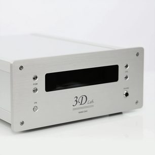 Convertitore audio DAC 3D Lab Nano DAC, pannello frontale in alluminio spazzolato con display, manopola e prese jack