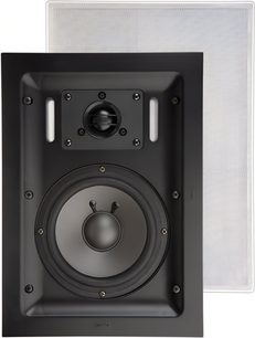 настінна вбудована акустична система ArtSound FL301 чорного кольору з круглим вуфером і центральним твітером, знімна біла решітка