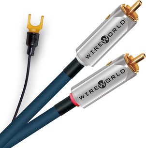 Phonokabel Wireworld Luna 10 Phono 1,5m med metal-RCA-stik i sølvfinish, guldbelagte ender og blå kappe