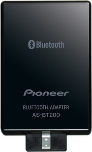 Pioneer AS-BT200 sort Bluetooth-adapter, rektangulær, kompakt, hvidt logo og hvid skrift