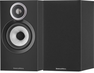 Bowers & Wilkins 607 S3 sort bogreolhøjttaler, set forfra, synlig diskant og basenheder, mat sort finish