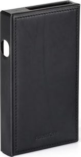 Astell&Kern-etui til SE300 i sort læder, set forfra, med synlige syninger og åbning på toppen