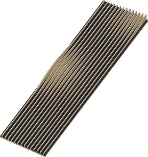 Akustisk absorber Artnovion Avalon K Broad III sort og beige med parallelle riller i perspektiv