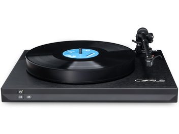 Tocadiscos de vinilo de alta fidelidad Cyrus TTP negro, plato giratorio brillante, brazo de lectura, botones cuadrados de color gris oscuro