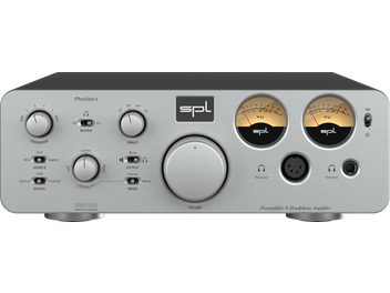 Hörlursförstärkare i hög kvalitet SPL Phonitor X silver med metallfront, två VU-mätare, vridknappar och strömbrytare