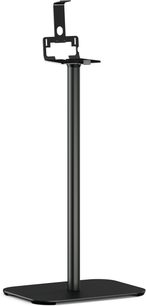 Zwarte Vogel's SOUND 3305 luidsprekervoetstuk, ronde basis, verticale buis, horizontale steun, haken, vooraanzicht