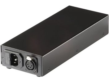 Lehmann Audio PWX separate power supply, rectangular black metal enclosure, XLR and AC connectors on rear panel