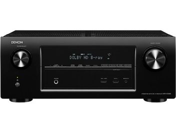 Denon AVR-X3000 sort hjemmebiograf-forstærker, sort med børstet aluminiumsfront, LCD-skærm, sølvfarvede knapper og tilslutninger