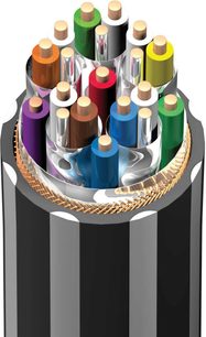Cavo HDMI Audioquest Pearl 48Gbps 1m composto da 19 conduttori di colori diversi in una guaina intrecciata nera