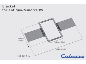 Schema tecnico con dimensioni di un kit di fissaggio rettangolare Cabasse per diffusori Antigua e Minorca