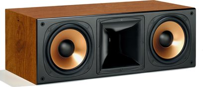 Klipsch RC-7 trævægehøjttaler med to basenheder og en diskant, set forfra