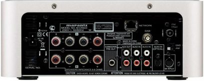 Marantz M-CR603, kompakt netværksforstærker til stereo, bagsideforbindelser for analog og digital lyd/video