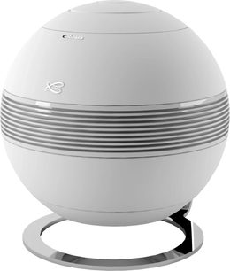 Subwoofer Cabasse The Pearl Sub hvit, sfærisk design med kromring og riflet midtbånd
