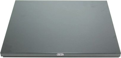 Placa retangular de metal ou compósito cinza escuro fosco, fina, com a inscrição branca "SSC Solobase", amortecedor de vibrações para Hi-Fi