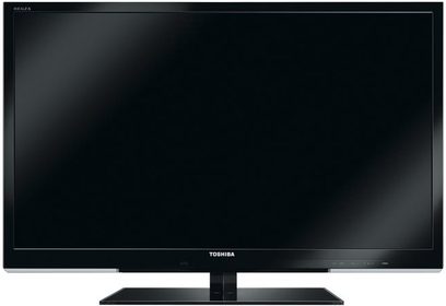 Televizor Toshiba 32SL833 s vysokým rozlišením, černá plochá obdélníková obrazovka vypnutá, čelní pohled uprostřed
