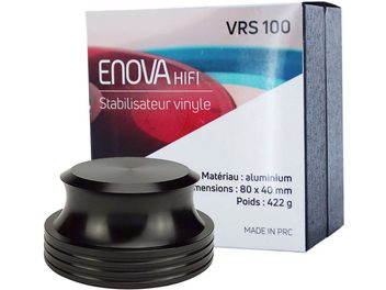Estabilizador de vinilo Enova HIFI VRS 100, puck de aluminio negro, cilíndrico, en su embalaje original