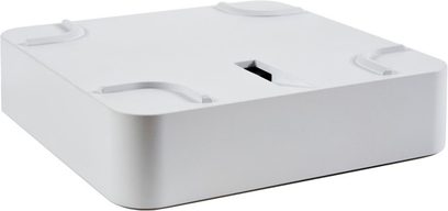 Arcam SonLink hvid audio DAC-konverter, set oppefra i perspektiv, afrundet rektangulær form, sprække på toppen