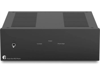 Išorinis maitinimo šaltinis Pro-Ject Power Box RS2 Phono juodas, juodas stačiakampis korpusas, vaizdas iš priekio, su grotelėmis viršuje