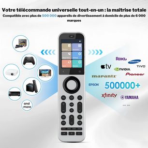 Hõbedane universaalpult Sofabaton X2 värvilise ekraani ja keskrattaga, TV ja hi-fi ühilduvuse visuaal
