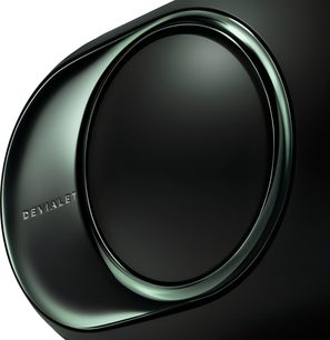 Enceinte DEVIALET Phantom Ultimate 98 dB Deep Forest stereo, temno zelena, okras z lesketajočim kovinskim obročem, stranski poglej