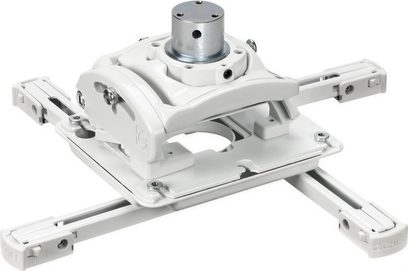 Supporto da soffitto in metallo bianco con braccio articolato, staffe e snodo per videoproiettore Chief Elite 7 cm, vista frontale