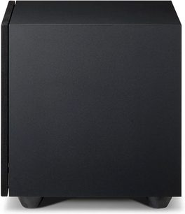Paradigm Defiance X10 sort satineret subwoofer, kubisk form, mat sort front, gummifødder, set forfra