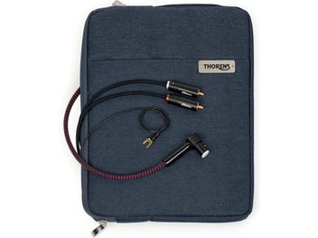 Kabel Thorens PhonoConnect PHC 150 DIN-RCA 1,5 m, černý a purpurový nylonový opletený plášť, černý ohýbaný DIN konektor, dva černé RCA konektory s barevnými značkami a pozlacenými kontakty, samostatný zemnící vodič, pohled shora