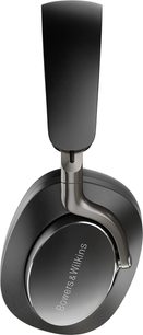 Trådløst hovedsæt Bowers & Wilkins Px8 sort, venstre profilvisning, ovale ørepuder i sort læder, sølvfarvet metalstang