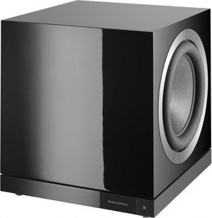 Bowers & Wilkins DB3D subwoofer i blank svart høyglans lakk, matt frontpanel med sølvfarget høyttaler