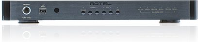 Rotel RDD1580 sort audio DAC-konverter, frontvisning, frontpanel med stik, knapper og LED-display