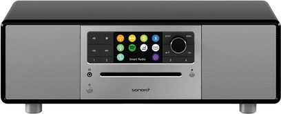 Sonoro Prestige bordradio i sort og sølv, rektangulær, farvedisplay, touch-knapper, højttalere
