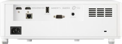 ViewSonic LS901-4K projektor, bagside, synlige tilslutninger: 2 HDMI-porte, 1 Ethernet-port, 1 USB, 1 RS232, 1 audio out