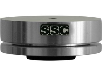 Massief aluminium SSC Liftpoint 1.6 contragewicht, zilveren kleur, close-up bovenaanzicht, cilindrische vorm, glanzend metalen oppervlak