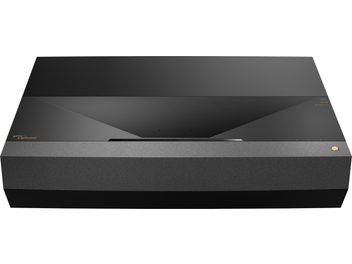 Optoma UHZ65UST sort videoprojektor, rektangulær form, linse foran, tilslutninger bagpå, enkelt og elegant design