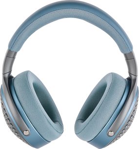 Слушалки Focal AZURYS в светло син и сив цвят, преден изглед, овални възглавнички, мек оглавник, матова и лъскава обработка
