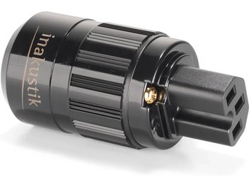 C15R Power Adapter Plug DRUCK, black finish, ribbed cylindrical body, 3-pin connector, visible gold screw